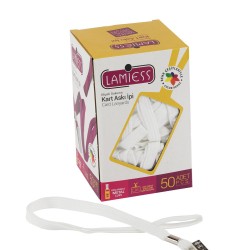 Lamiess Kart Askı İpi M.Maşalı Klipsli Beyaz  50'Li