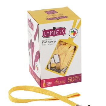 Lamiess Kart Askı İpi M.Maşalı Klipsli Sarı 50'Li Lamiess Kart Askı İpi M.Maşalı Klipsli Sarı 50'Li