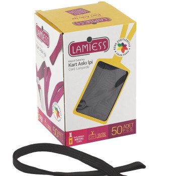 Lamiess Kart Askı İpi M.Maşalı Klipsli Siyah 50'Li Lamiess Kart Askı İpi M.Maşalı Klipsli Siyah 50'Li