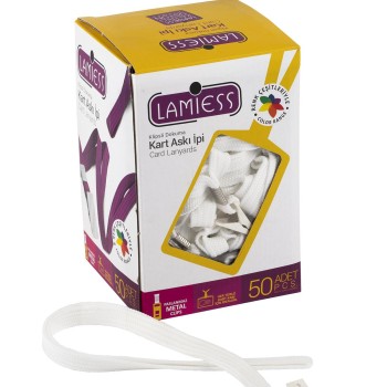 Lamiess Kart Askı İpi Plastik Klipsli Beyaz 50'Li Lamiess Kart Askı İpi Plastik Klipsli Beyaz 50'Li