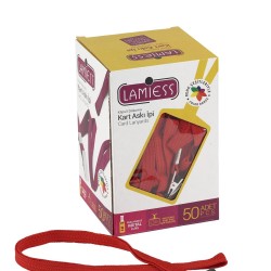 Lamiess Kart Askı İpi Plastik Klipsli Kırmızı 50'Li
