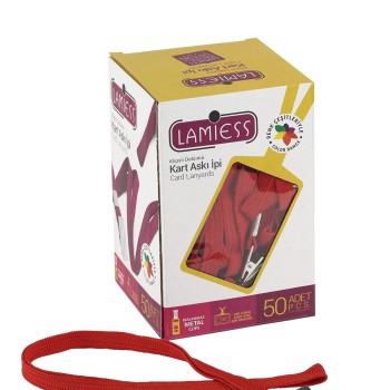 Lamiess Kart Askı İpi Plastik Klipsli Kırmızı 50'Li Lamiess Kart Askı İpi Plastik Klipsli Kırmızı 50'Li