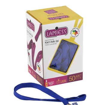 Lamiess Kart Askı İpi Plastik Klipsli Lacivert 50'Li Lamiess Kart Askı İpi Plastik Klipsli Lacivert 50'Li