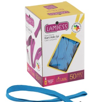 Lamiess Kart Askı İpi Plastik Klipsli Mavi 50'Li Lamiess Kart Askı İpi Plastik Klipsli Mavi 50'Li