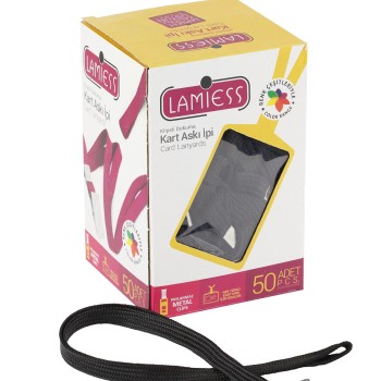 Lamiess Kart Askı İpi Plastik Klipsli Siyah 50'Li Lamiess Kart Askı İpi Plastik Klipsli Siyah 50'Li