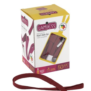 Lamiess Kart Askı İpi Plastik Kancalı Bordo 50'Li Lamiess Kart Askı İpi Plastik Kancalı Bordo 50'Li