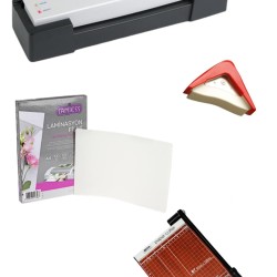 Laminasyon Makinesi+Malzemesi+Giyotin+Köşe Kesme Aparatı 4'Lü Set 