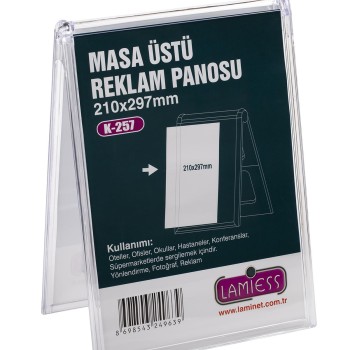 Lamiess K-257 Masaüstü Reklam Panosu Dikey 3 'Lü Lamiess K-257 Masaüstü Reklam Panosu Dikey 3 'Lü