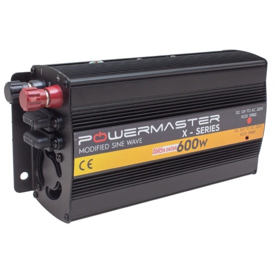 POWERMASTER PWR600-24 TEK DIGITAL EKRAN 24 VOLT 600 WATT MODIFIED SINUS WAVE İNVERTER