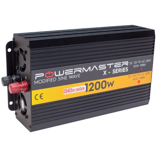 POWERMASTER PWR1200-12 TEK DIGITAL EKRAN 12 VOLT 1200 WATT MODIFIED SINUS WAVE İNVERTER