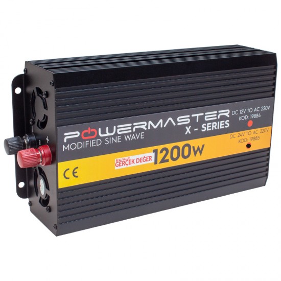 POWERMASTER PWR1200-24 TEK DIGITAL EKRAN 24 VOLT 1200 WATT MODIFIED SINUS WAVE İNVERTER