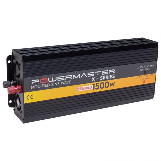 POWERMASTER PWR1500-12 TEK DIGITAL EKRAN 12 VOLT 1500 WATT MODIFIED SINUS WAVE İNVERTER