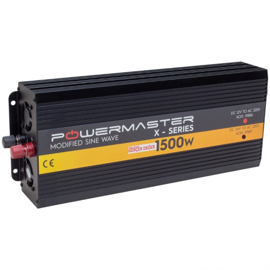 POWERMASTER PWR1500-24 TEK DIGITAL EKRAN 24 VOLT 1500 WATT MODIFIED SINUS WAVE İNVERTER