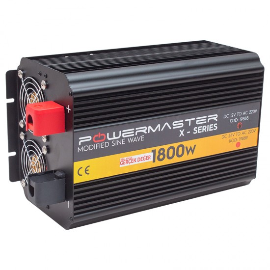 POWERMASTER PWR1800-12 ÇİFT DIGITAL EKRAN 12 VOLT 1800 WATT MODIFIED SINUS WAVE İNVERTER