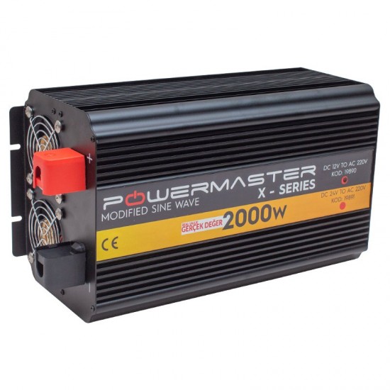 POWERMASTER PWR2000-12 ÇİFT DIGITAL EKRAN 12 VOLT 2000 WATT MODIFIED SINUS WAVE İNVERTER