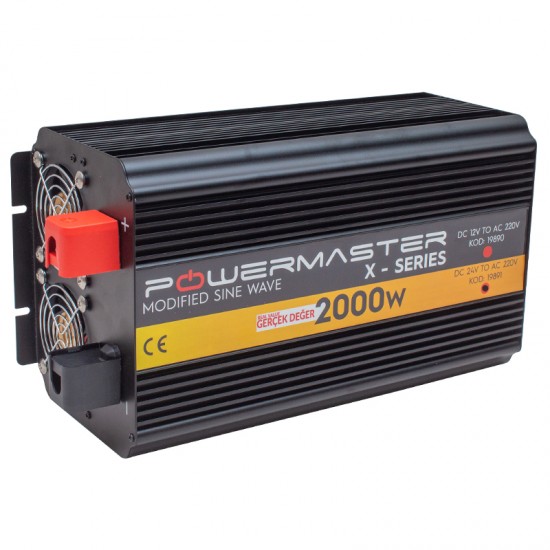 POWERMASTER PWR2000-24 ÇİFT DIGITAL EKRAN 24 VOLT 2000 WATT MODIFIED SINUS WAVE İNVERTER