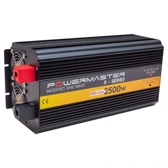 POWERMASTER PWR2500-24 ÇİFT DIGITAL EKRAN 24 VOLT 2500 WATT MODIFIED SINUS WAVE İNVERTER