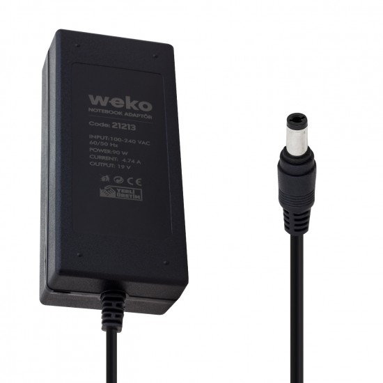 WEKO 19 VOLT 4.74 AMPER 90 WATT 5.5*2.5 UÇLU NOTEBOOK ADAPTÖR YERLİ ÜRETİM