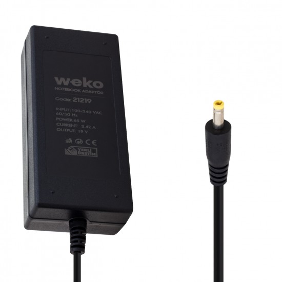 WEKO 19 VOLT 3.42 AMPER 65 WATT 4.0*1.7 UÇLU NOTEBOOK ADAPTÖR YERLİ ÜRETİM