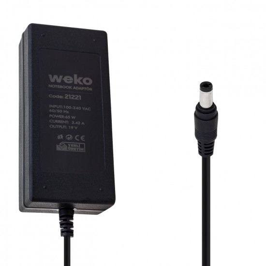 WEKO 19 VOLT 3.42 AMPER 65 WATT 5.5*2.5 UÇLU NOTEBOOK ADAPTÖR YERLİ ÜRETİM