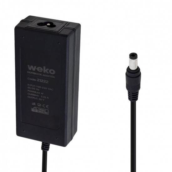 WEKO 20 VOLT 3.25 AMPER 65 WATT 5.5*2.5 UÇLU NOTEBOOK ADAPTÖR YERLİ ÜRETİM