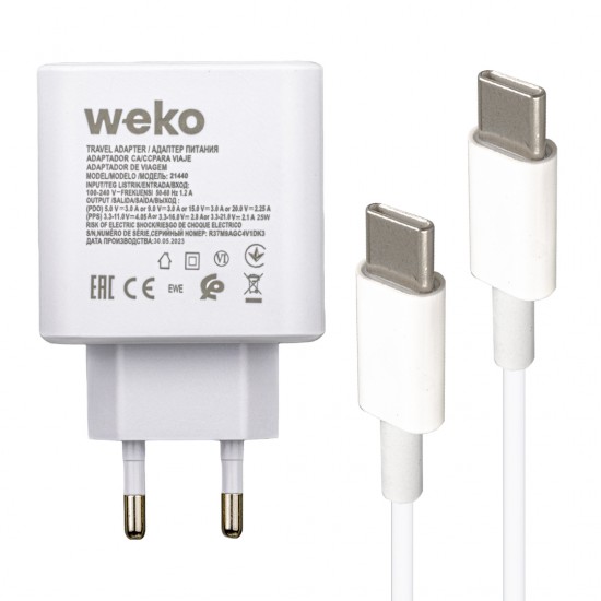 WEKO WK-21440 S11-C 25 WATT ŞARJ BAŞLIK ADAPTÖRÜ + TYPE-C TO TYPE-C KABLO (NO:9T)