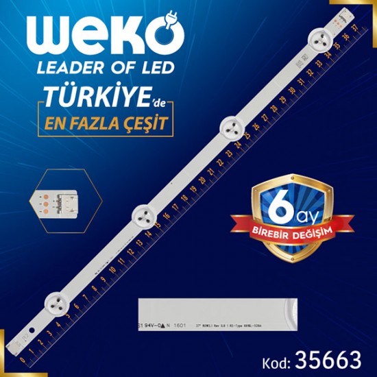 37 ROW2.1 REV 0.9 1 R2-TYPE 6916L-1139A - 37.7 CM 4 LEDLİ - (WK-1142)