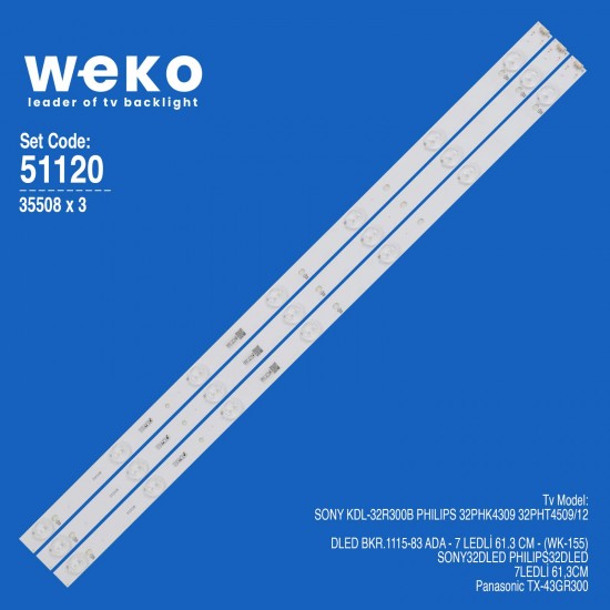 WKSET-6120 35508X3 DLED BKR.1115-83 3 ADET LED BAR