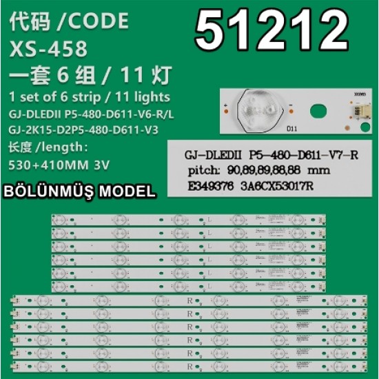 WKSET-6212 36916X6 GJ-2K15-D2P5-480-D611-V3  6 ADET LED BAR