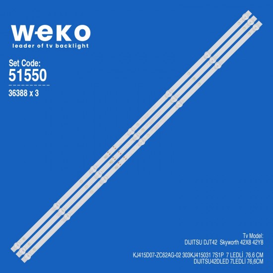 WKSET-6550 36388X3 KJ415D07-ZC62AG-02 303KJ415031 3 ADET LED BAR