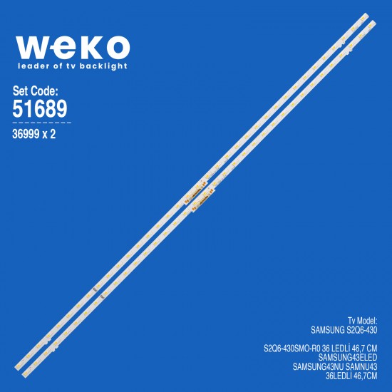 WKSET-6689 36999X2 S2Q6-430SM0-R0  2 ADET LED BAR TWO COLOR (İKİ RENK) (36LED)