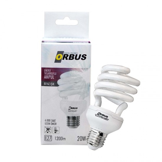 ORBUS ORB-20WCFL 20 WATT E27 1200 LMN BEYAZ TASARRUFLU AMPÜL