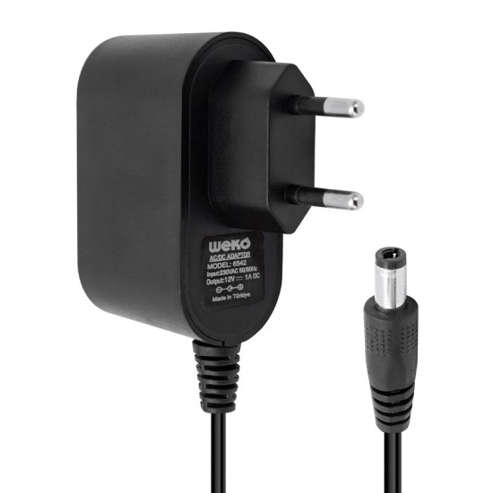 WEKO 12 VOLT - 1 AMPER 5.5*2.5 UÇLU PLASTİK KASA PRİZ TİP ADAPTÖR KUTUSUZ YERLİ ÜRETİM