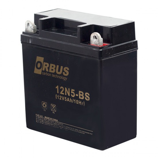 AKÜ 12 VOLT 5 AMPER ORBUS 12N5-BS ASİT İÇİNDE KARBON BİSİKLET AKÜSÜ