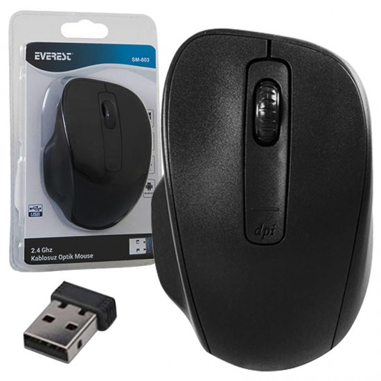 EVEREST SM-803 800/1200/1600 DPI USB KABLOSUZ MOUSE SİYAH