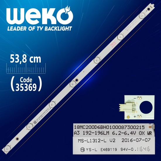 MS-L1312-L V2 - A3 192-196LM 6.2-6.4V 0X WR - 53.8 CM 7 LEDLİ - (WK-976)