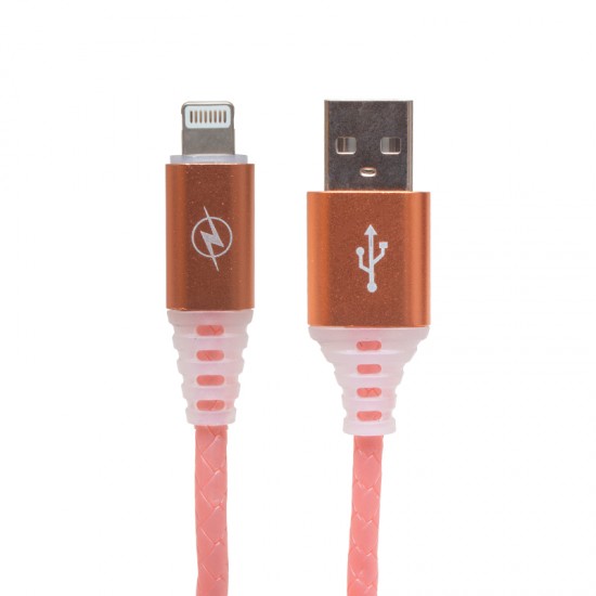 POWERMASTER ÖRGÜLÜ RGB IŞIKLI IPHONE LIGHTNING USB DATA VE ŞARJ KABLOSU 1 METRE