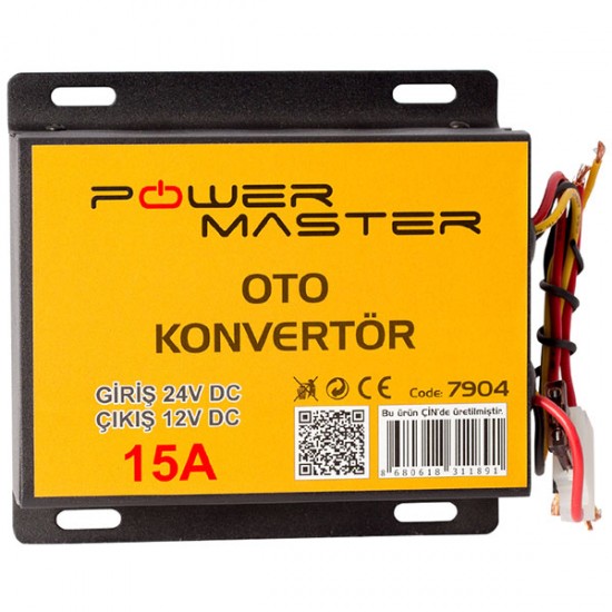 POWERMASTER PM-7904 24V DC / 12V DC  15 AMPER OTO KONVERTÖR