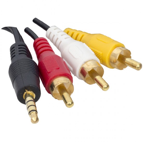 UYDU ALICISI AV KABLO 3.5 MM ST E / 3 RCA KABLO 1.2 METRE UZUN JACK ELEKTROMER