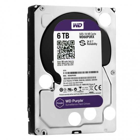 WESTERN DIGITAL PURPLE WD60PURX 6TB SATA 6GB/S 7/24 GÜVENLİK HARDDİSK RFB