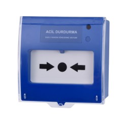 Tekni̇m Tfb-3165B Aci̇l Durdurma Butonu, Gazli Yangin Söndürme Si̇stemleri̇ İçi̇n, Mavi̇ 