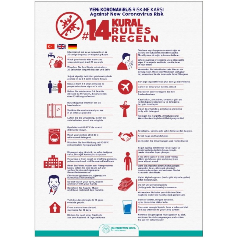 14 Kural Afişi-Türkçe-İngilizce-Almanca fiyat teklifi al
