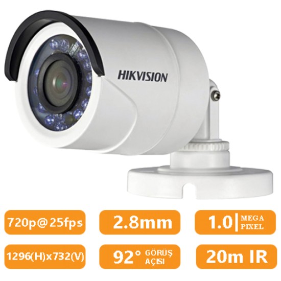 Haikon Ds-2Ce16C0T-Ir 1Mp 2.8Mm Hd-Tvi Analog Bullet Kamera Haikon Ds-2Ce16C0T-Ir 1Mp 2.8Mm Hd-Tvi Analog Bullet Kamera