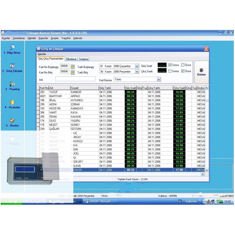 Kartlı Personel Takip Paketi fiyat teklifi al