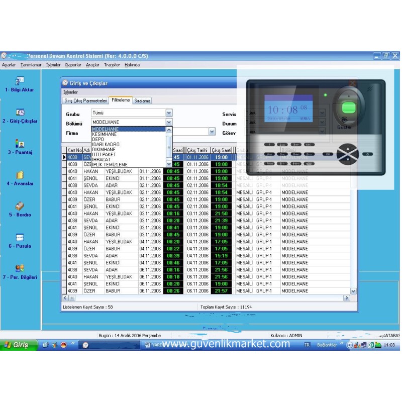 Parmak Izi Tanimalı Personel Takip Sistemi fiyat teklifi al