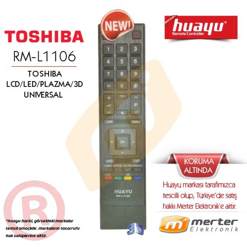 Toshiba Lcd-Led-Plazma-3D Tv Kumandası Huayu Rm-L1106 fiyat teklifi al